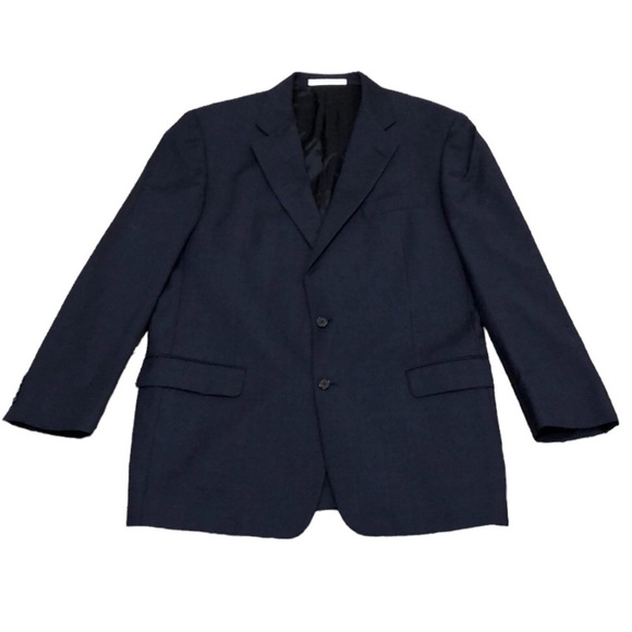 Hickey Freeman Sports Coat Size 42 Regular 42R Dark Navy Blue Plaid Wool